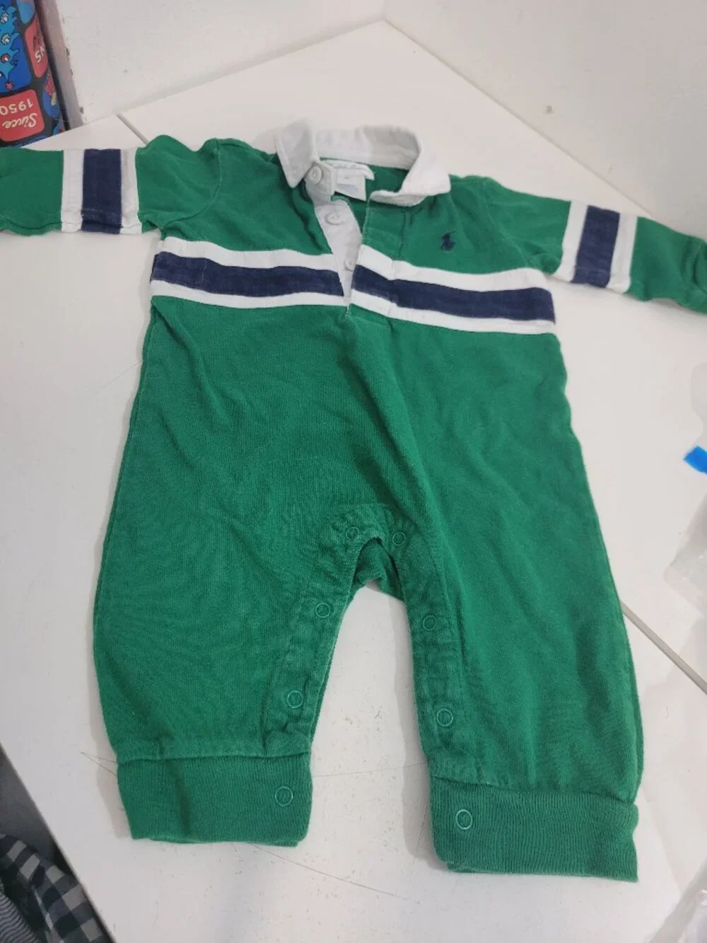 Ralph Lauren Rugby Shirt Jumpsuit Size 0-3 Months